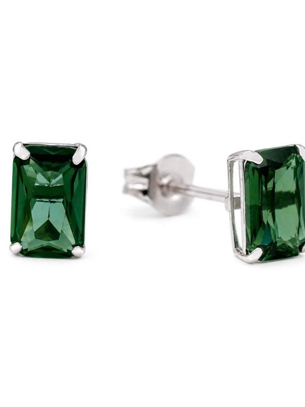 Genuine 1.38 Cts Tsavorite Stud Earrings SOLID 14k White Gold